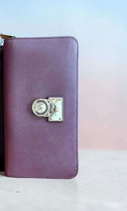 KORS Michael Kors Handbags - Michael Kors Hamilton Large Zip-Around Wallet in a wine/burgundy color